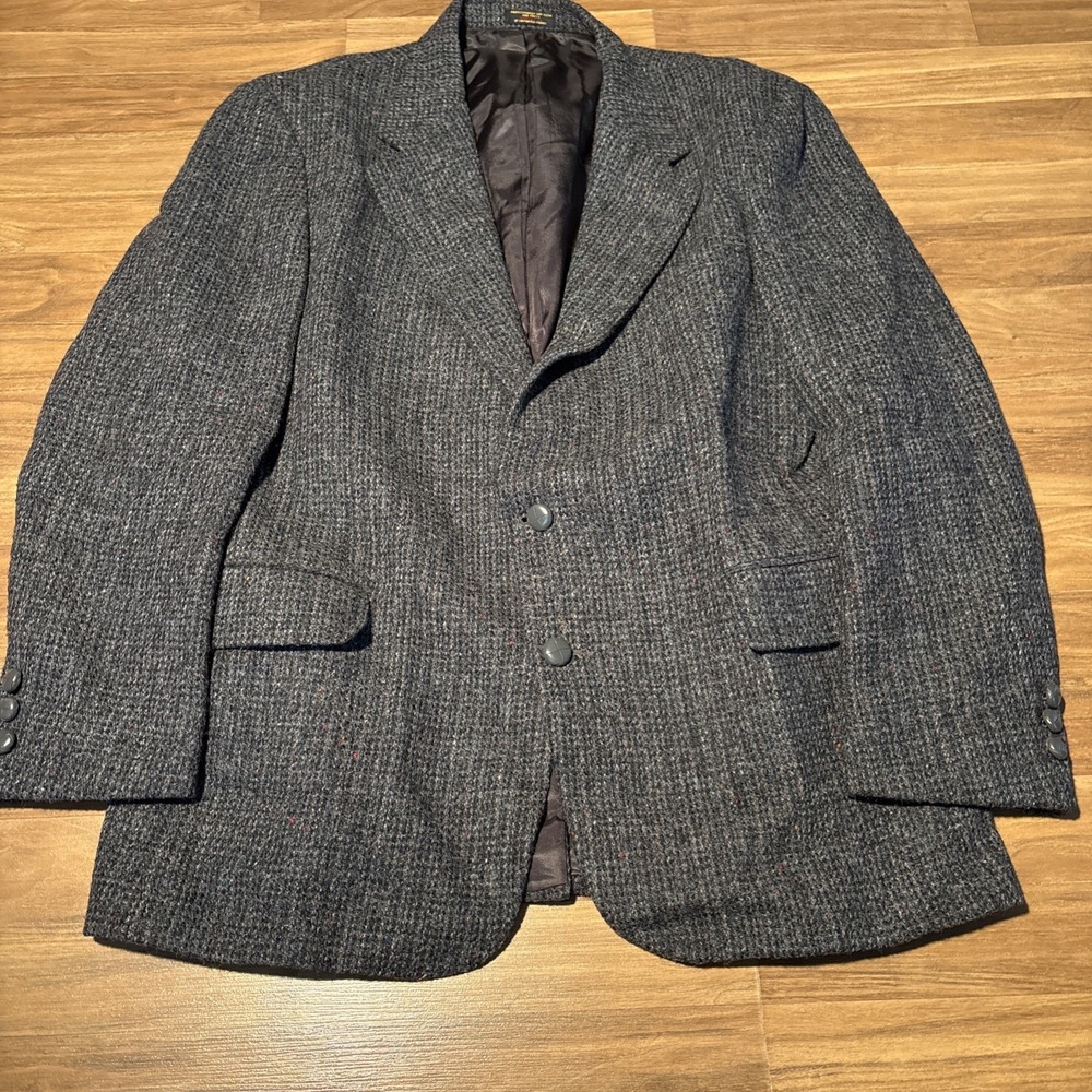 Harris Tweed Mens Gray Scottish Wool Blazer Sports Jacket Handwoven USA M